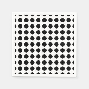 Serviette En Papier Noir sur blanc Grand papier Pois horizontal