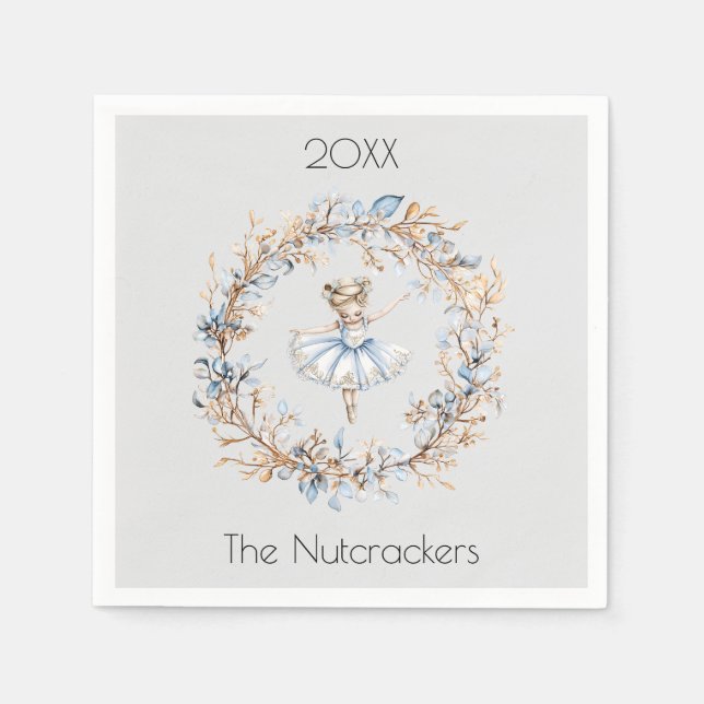 Serviette En Papier Noisette de Noël Aquarelle Ballerina (Devant)