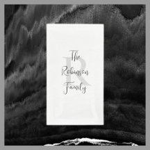 Nom blanc et noir Papier monogramme Serviette d'in