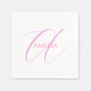 Serviette En Papier Nom Chic Monogramme Lettre initiale Calligraphie