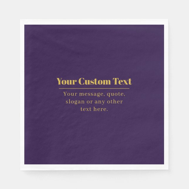 Serviette En Papier Nom commercial ou salutation Dark Purple & Gold (Devant)