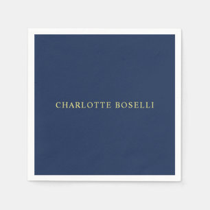 Serviette En Papier Nom de couleur bleu minimaliste classique professi