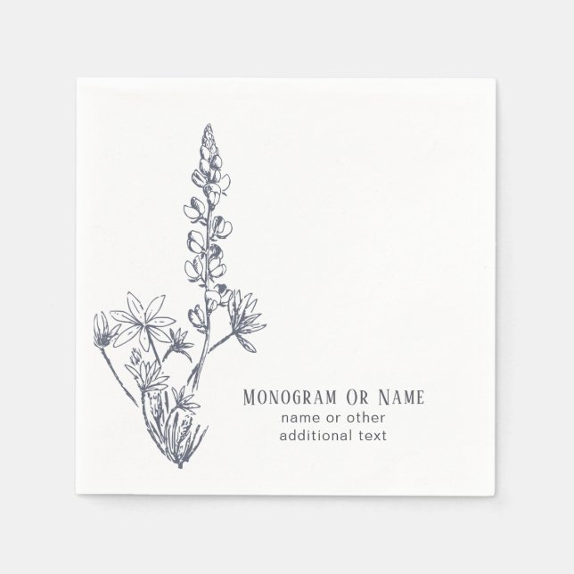 Serviette En Papier Nom de famille du Fleur sauvage du Texas Bluebonne (Devant)