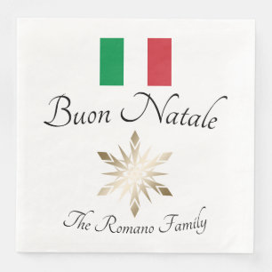Serviette En Papier Nom de famille italien Buon Natale Drapeau et floc