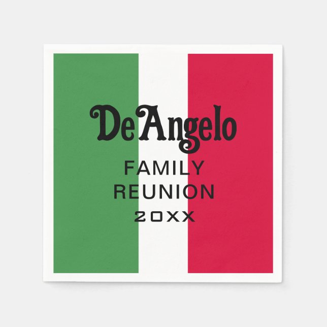 Serviette En Papier Nom de famille italien personnalisé Réunion (Devant)