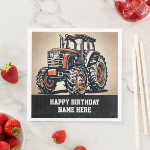 Serviette En Papier Nom de la ferme Joyeux anniversaire Tracteur Labou