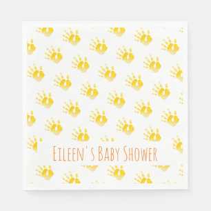 Serviette En Papier NOM DE L'Empreinte BABY SHOWER Aquarelle Jaune Art