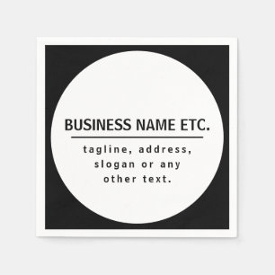 Serviette En Papier Nom de l'entreprise & Slogan/autre texte Noir &