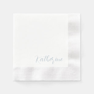 Serviette En Papier Nom de script moderne Douche bleu Dusty