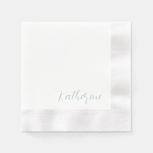 Serviette En Papier Nom de script moderne Douche bleu Dusty (Devant)