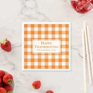 Serviette En Papier Nom du bon thanksgiving En vichy blanc orange