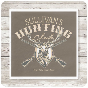 Serviette En Papier Nom du chasseur sur mesure Deer Trophy Rifle Hunte