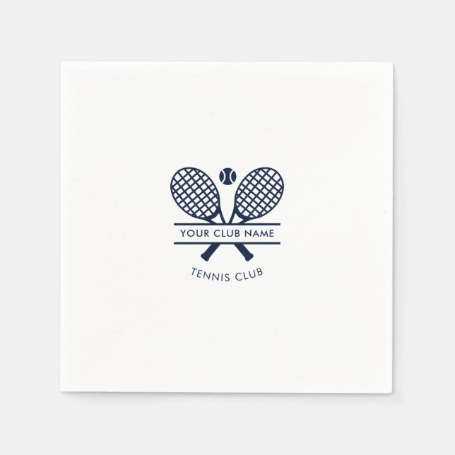 Serviette En Papier Nom du club moderne Tennis Icônes Marine Blue Logo (Devant)
