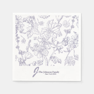 Serviette En Papier Nom du monogramme familial personnalisé Élégant Sc