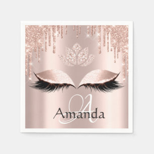 Serviette En Papier Nom du monogramme Rose Parties scintillant Drives 