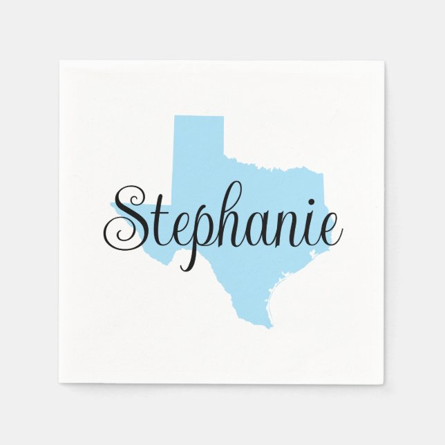 Serviette En Papier Nom du script curly Baby Blue Texas (Devant)
