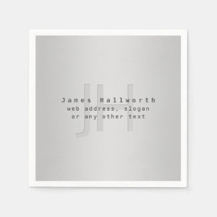 Serviette En Papier Nom et slogan éditable moderne Dégradé gris