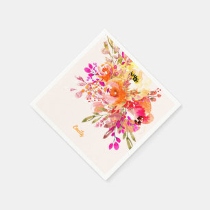 Serviette En Papier Nom floral romantique brillant