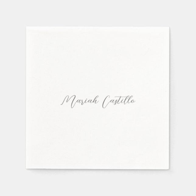 Serviette En Papier Nom minimaliste du script de calligraphie élégant (Devant)