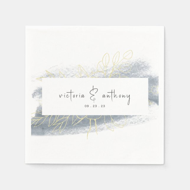 Serviette En Papier Nom moderne Date Mariage (Devant)