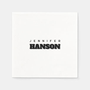 Serviette En Papier Nom moderne minimaliste noir et blanc professionne