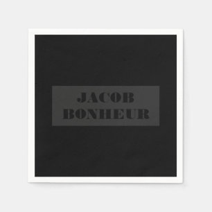 Serviette En Papier Nom moderne professionnel Gris foncé et noir