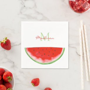 Serviette En Papier Nom Monogram Watermelon