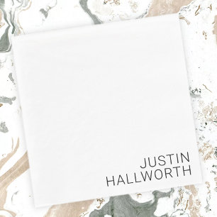 Serviette En Papier Nom noir moderne en blanc