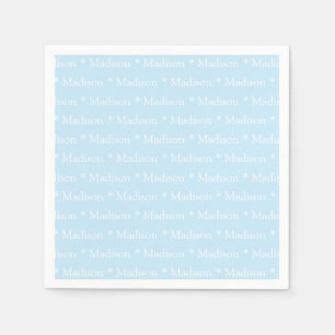 Serviette En Papier Nom personnalisable texte motif bleu clair blanc