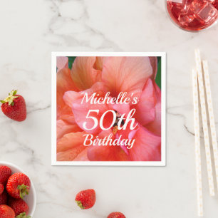 Serviette En Papier Nom personnalisé 50e anniversaire Fleur tropicale
