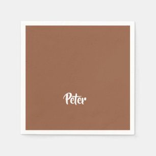 Serviette En Papier Nom personnalisé chocolat brun plaine