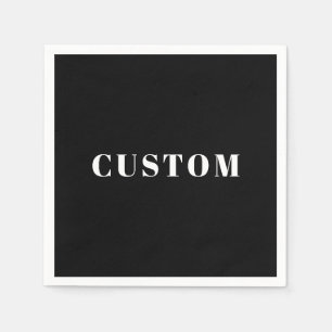 Serviette En Papier Nom personnalisé élégant ou autre texte   Noir & B