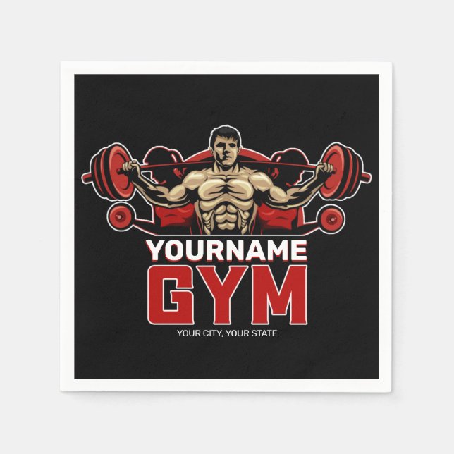 Serviette En Papier NOM personnalisé Fitness Accueil GYM Poids Lifting (Devant)