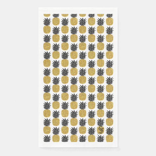 Serviette En Papier Nom personnalisé Gold Ananas Salle de bain jetable (Devant)