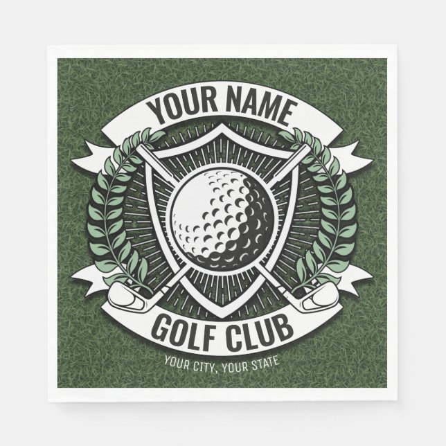 Serviette En Papier NOM personnalisé Golfer Golf Club Turf Clubhouse (Devant)