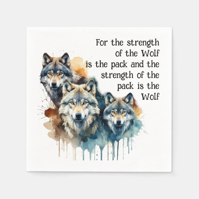 Serviette En Papier Nom Personnalisé Inspirational Wolf Citation Force (Devant)