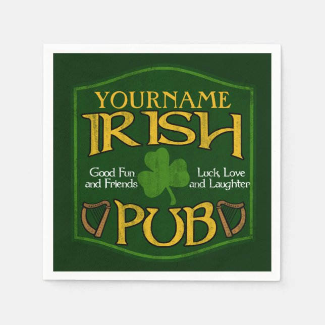 Serviette En Papier Nom personnalisé Irish Pub Papier serviettes (Devant)