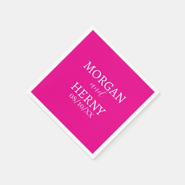 SERVIETTE EN PAPIER NOM PERSONNALISÉ MARIAGE MODERNE STYLÉ (Coin)