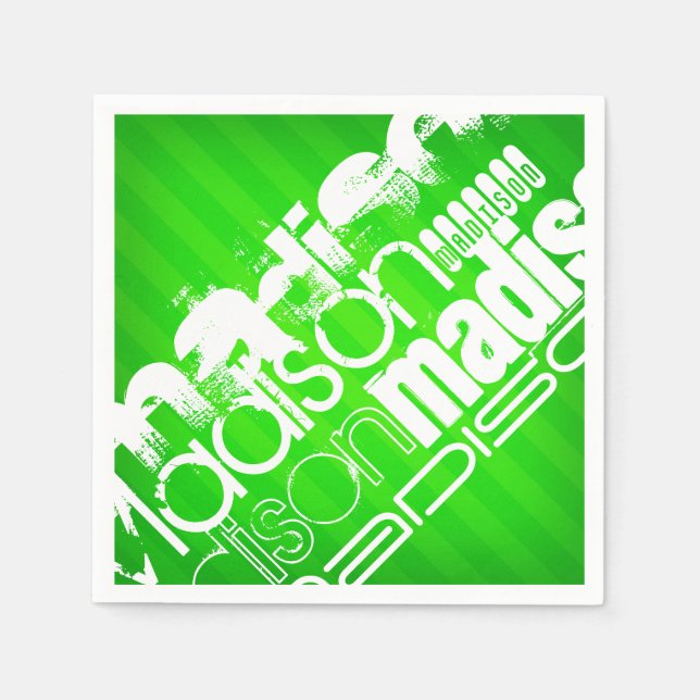 Serviette En Papier Nom personnalisé Motif sur les bandes vertes de Ne (Devant)