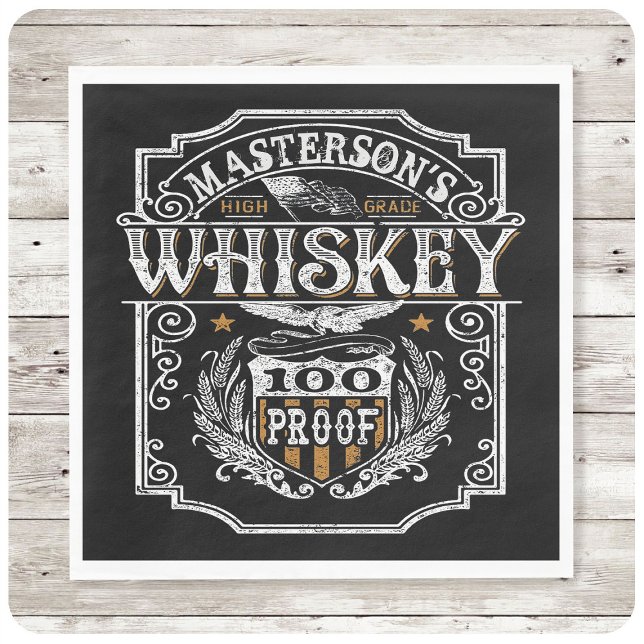 Serviette En Papier NOM personnalisé Old West Whiskey Brewery Bar (Créateur téléchargé)