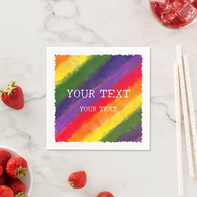 Serviette En Papier Nom personnalisé Rainbow Watercolor (En situation)