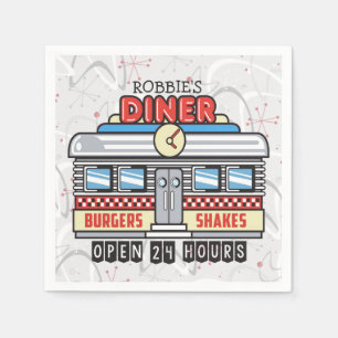 Serviette En Papier NOM Personnalisé Retro les années 50 Diner Signé C