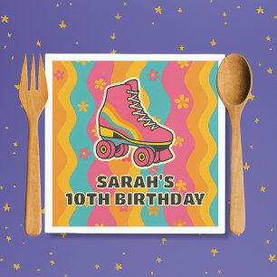 Serviette En Papier Nom personnalisé Roller Skating Girl Anniversaire