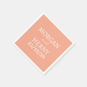 SERVIETTE EN PAPIER NOM PERSONNALISÉ STYLE MODERNE COULEUR PÊCHE MARIA