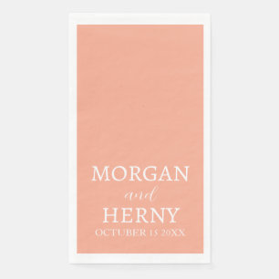 SERVIETTE EN PAPIER NOM PERSONNALISÉ STYLE MODERNE COULEUR PÊCHE MARIA
