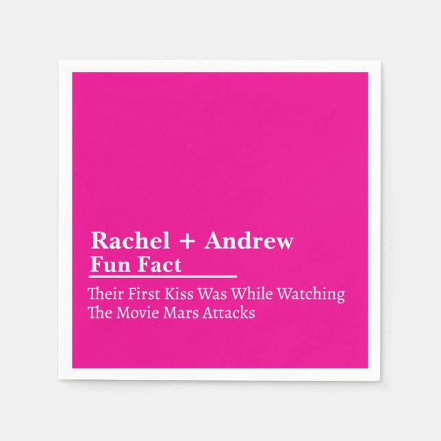 Serviette En Papier Nom personnalisé Stylish Fun Fact Mariage serviett (Devant)