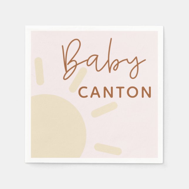 Serviette En Papier Nom personnalisé Sunshine Boho Baby shower (Devant)
