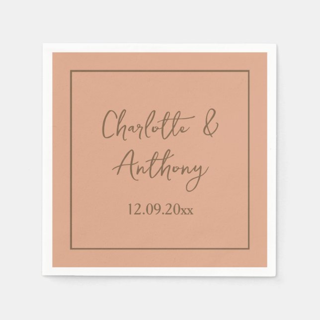 Serviette En Papier Noms de calligraphie créative mariage Date (Devant)