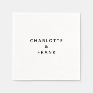 Serviette En Papier Noms de Couple Noir Simple Mariage