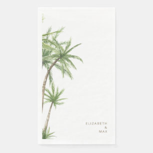 Serviette En Papier Noms de couples tropicaux blancs Mariage II